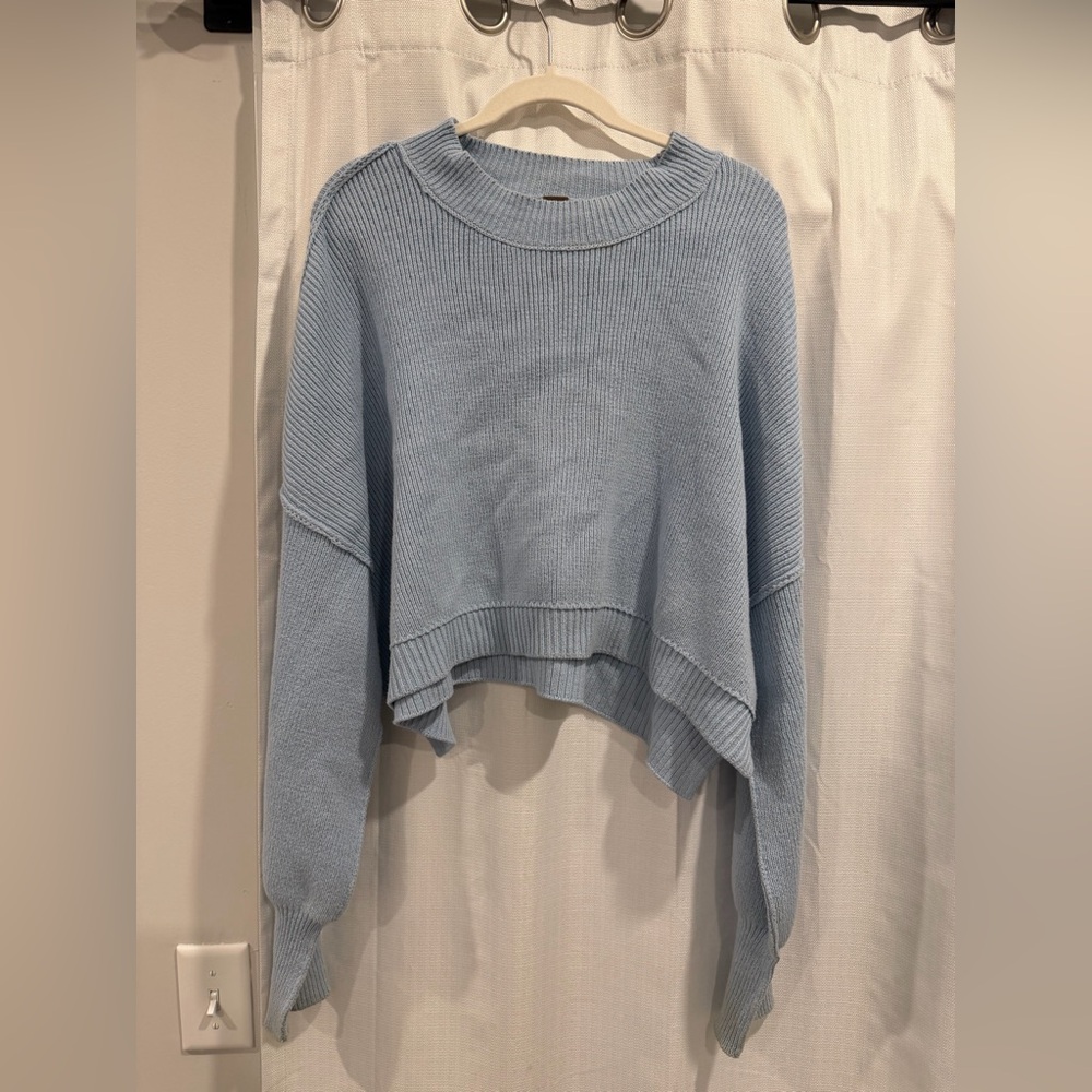 Free People Light Blue Crew Neck Sweater